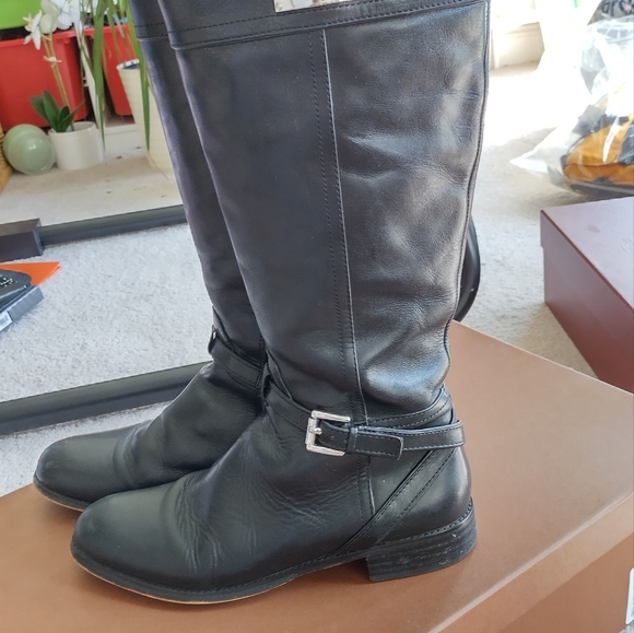 Coach Micha Round Toe knee high black leather boots US8 - Picture 2 of 5